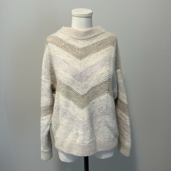 Cocogio Alpaca Wool Blend knit Chevron Crewneck Sweater  size Medium - Picture 1 of 7